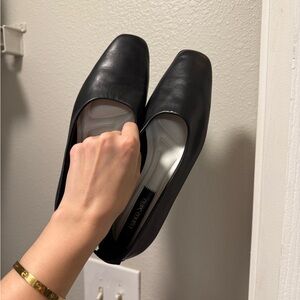 Franco Sarto Black Square-Toe Slip-On Flats